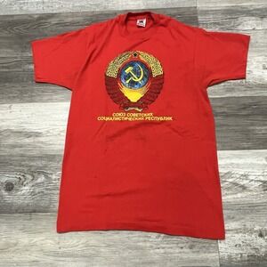 Vintage Soviet Union T-Shirt USSR Flag Single Stitch Hanmer Sickle Communism 90s